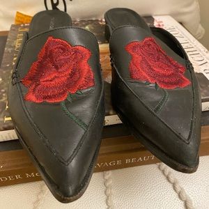 Intentionally____ Mules with rose detail